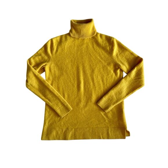 Neiman Marcus The Cashmere Collection Turtleneck Size S Mustard Yellow Marigold - Picture 1 of 8